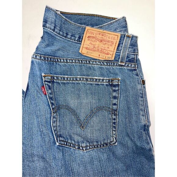 Levis 527 Jeans Mens 36x30 Blue Faded Denim Low Rise Boot Bootcut Workwear A5 - Picture 2 of 9